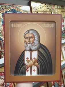 Рукописная икона Серафим Саровский № 4 