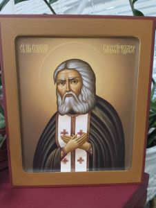 Рукописная икона Серафим Саровский № 4 