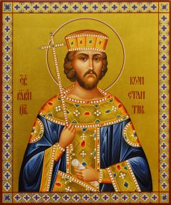 Рукописная икона Константин равноапостольный №6 (Размер 17х21 см)