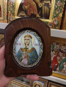 Икона из финифти Ольга (Размер 11*14 см)