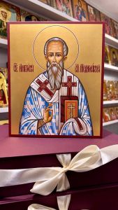 Рукописная икона Амвросий Медиоланский 2 (Размер 21*25 см)