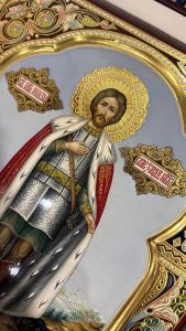 Рукописная икона Александр Невский №97 (Размер 27х31 см)