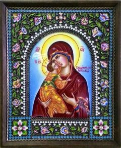 Икона из финифти Владимирская