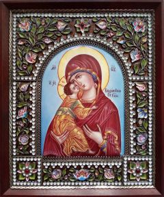 Икона из финифти Владимирская