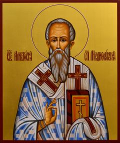 Рукописная икона Амвросий Медиоланский