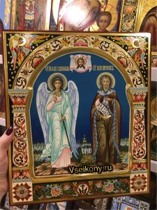 Рукописная икона Ангел Хранитель и Илия Пророк
