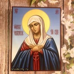 Рукописная икона Умиление Пресвятой Богородицы 9 (Размер 22*28 см)