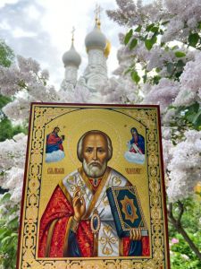 Рукописная икона Николай Чудотворец 102 (Размер 21*25 см)
