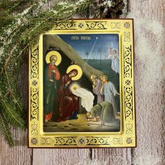Рукописная икона Рождество Христово 11 (Размер 21*25 см)