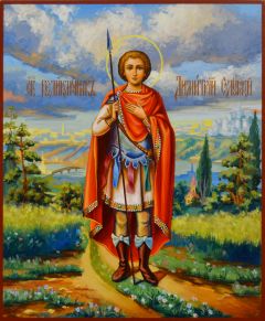 Рукописная икона Дмитрий Димитрий Солунский 8