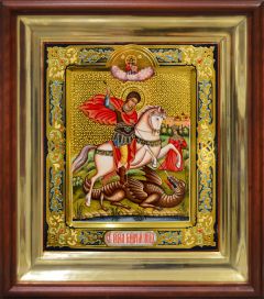 Рукописная икона Чудо Георгия о змие 19 (Размер 27*31 см)