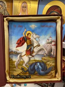 Рукописная икона Чудо Георгия о змие масло 47 