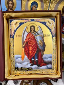 Рукописная икона Архангел Михаил 38 (Размер 21*25 см)