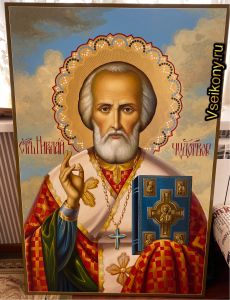 Рукописная икона Николай Чудотворец 121