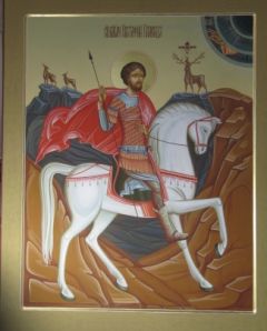 Рукописная икона Евстафий Плакида