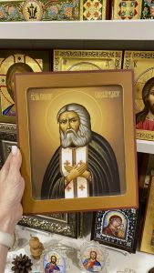 Рукописная икона Серафим Саровский № 4 