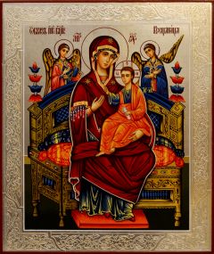 Рукописная икона Всецарица серебро №25