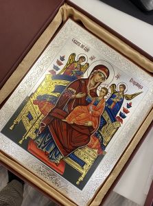 Рукописная икона Всецарица серебро №25