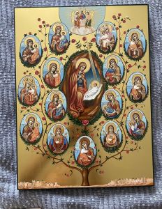 Рукописная икона Древо Пресвятой Богородицы №2 (Размер 30х40 см)