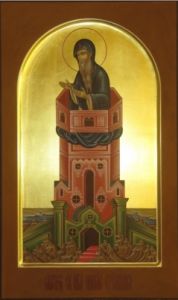 Рукописная икона Никита Столпник