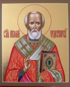 Рукописная икона Николай Чудотворец