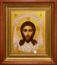 Рукописная икона Спас Нерукотворный №60 (Размер 21х25 см)