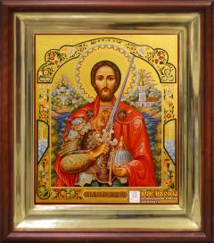 Рукописная икона Александр Невский №85 (Размер 21х25 см)