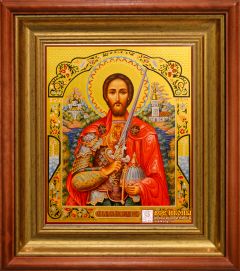 Рукописная икона Александр Невский №85 (Размер 21х25 см)