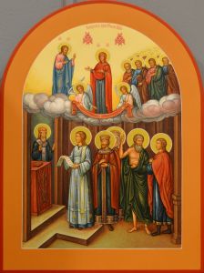 Рукописная икона Покров Пресвятой Богородицы №37 (Размер 18х24 см)