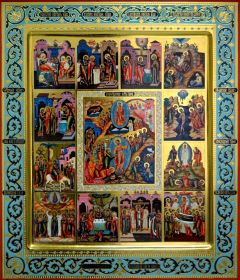 Рукописная икона 12 Великих Праздников