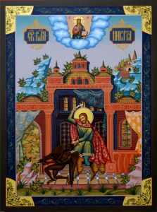 Рукописная икона Никита Бесогон 2