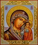 Рукописная Казанская икона с резьбой 33 