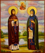 Рукописная икона Петр и Феврония живопись 91 (Размер 21*25 см)