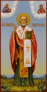 Рукописная икона Николай Чудотворец №117 (Размер 13х25 см)