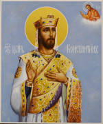 Рукописная икона Константин равноапостольный №7 (Размер 17х21 см)