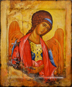Рукописная икона Архангел Михаил (Рублев) №58 (Размер 21х25 см)