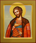 Рукописная икона Александр Невский №91 (Размер 21х25 см)