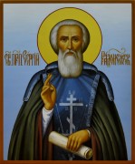 Рукописная икона Сергий Радонежский (Размер 17*21 см)